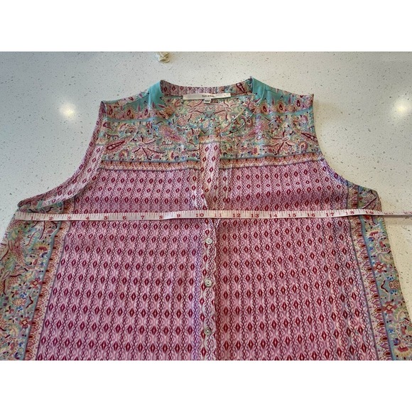 Fun2Fun Flutter Sleeve Womens Blouse Pink Paisley Floral V-Neck L Top Stitch Fix - Picture 3 of 7